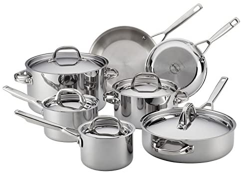 Anolon 30822 Triply Clad Stainless Steel Cookware Pots and Pans Set, 12 Piece - The Finished Room