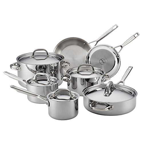 Anolon 30822 Triply Clad Stainless Steel Cookware Pots and Pans Set, 12 Piece - The Finished Room