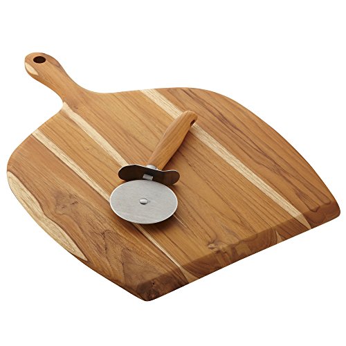 Anolon Pantryware Teakwood Peel and Pizza Cutter Set, 2-Piece, Medium, Wooden - The Finished Room