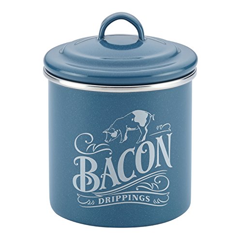 Ayesha Curry Enamel on Steel Bacon Grease Can / Bacon Grease Container - 4 Inch, Blue - The Finished Room