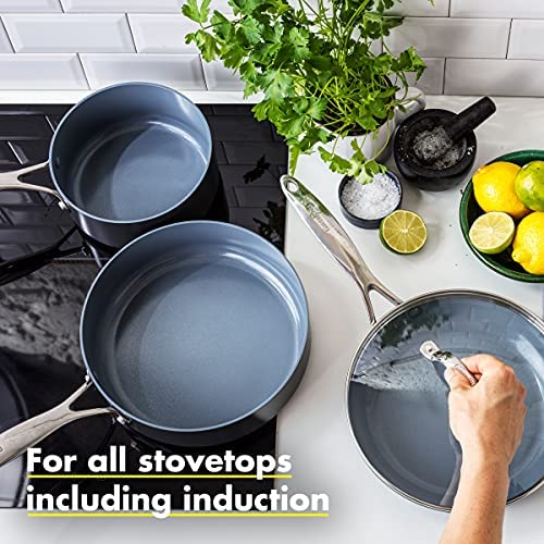 GreenPan Valencia Pro Hard Anodized Induction Safe Healthy Ceramic Nonstick, Cookware Pots and Pans Set, 11 Piece, Gray - The Finished Room