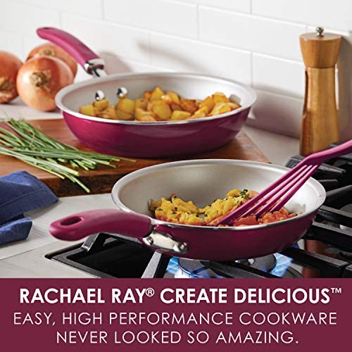 Rachael Ray Create Delicious Deep Nonstick Frying Pan / Fry Pan / Skillet - 9.5 Inch, Red - The Finished Room