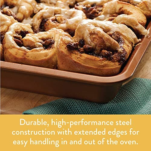 Ayesha Curry Nonstick Bakeware Nonstick Baking Pan With Lid / Nonstick Cake Pan With Lid, Rectangle - 9 Inch x 13 Inch, Brown, Copper - The Finished Room