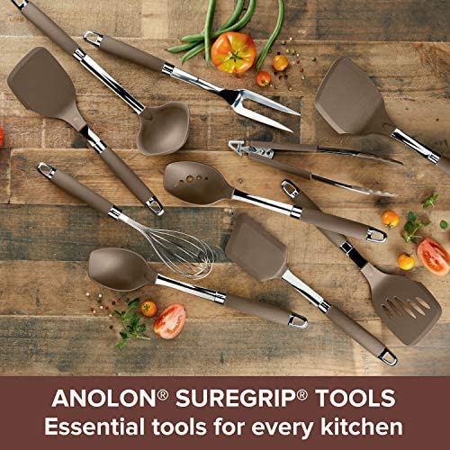 Anolon SureGrip Tools and Gadgets Slotted Turner, 13-1/4&quot;, Gray - The Finished Room