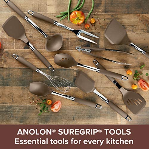Anolon SureGrip Dishwasher Safe Nonstick Locking Cooking Tongs Set/Salad Serving Tools, 9 Inch and 12 Inch, Graphite Gray - The Finished Room