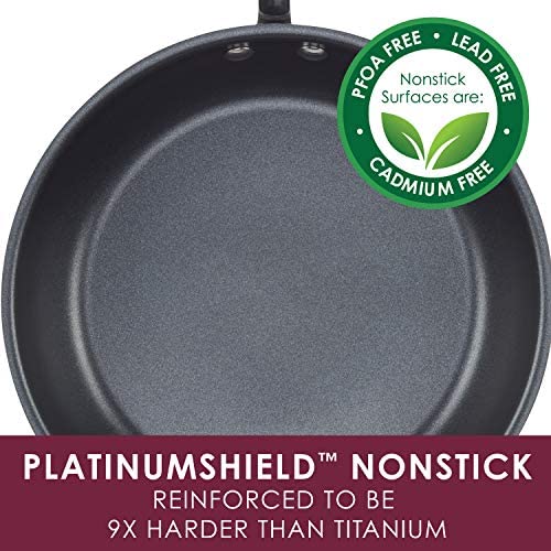 Rachael Ray Create Delicious Hard Anodized Nonstick Cookware Pots and Pans Set, 11 Piece, Gray with Burgundy Handles - The Finished Room
