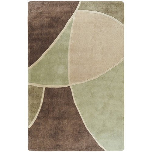 Surya Cosmopolitan COS-8893 Contemporary Hand Tufted 100% Polyester Abstract Area/Accent Rug in Sage Green/Olive, Beige, Mocha, Olive, Chocolate - The Finished Room