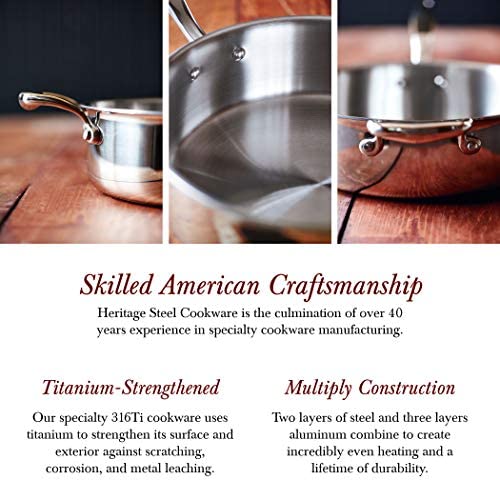 Heritage Steel 10 Piece Cookware Set - Titanium Strengthened 316Ti Stainless Steel with 5-Ply Construction - Induction-Ready and Fully Clad, Made in USA - The Finished Room
