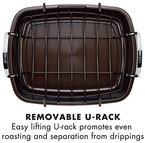 Circulon Nonstick Roasting Pan / Roaster with Rack - 17 Inch x 13 Inch, chocolate Brown - The Finished Room