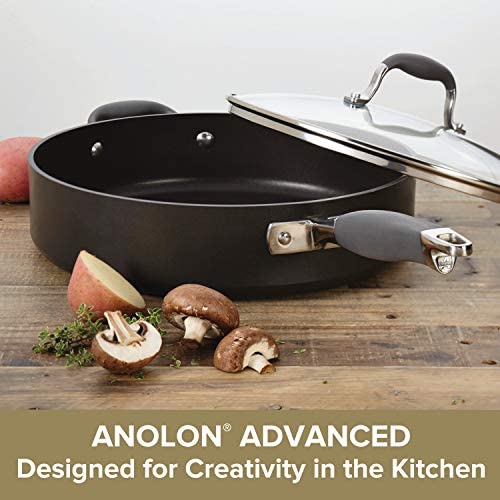Anolon Advanced Hard Anodized Nonstick Saute Fry Pan with Helper Handle, 5 Quart, Gray - The Finished Room