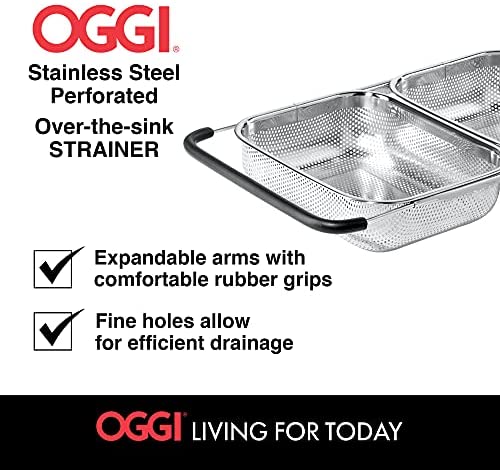 Oggi .0 Over-The-Sink Stainless Steel Double Basket Strainer - The Finished Room