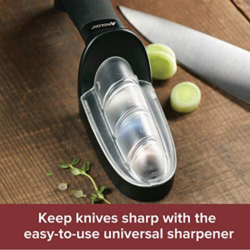 Anolon AlwaysSharp Kitchen Universal Knife Sharpening for Straight Blade Knives, 9 Inch, Black - The Finished Room