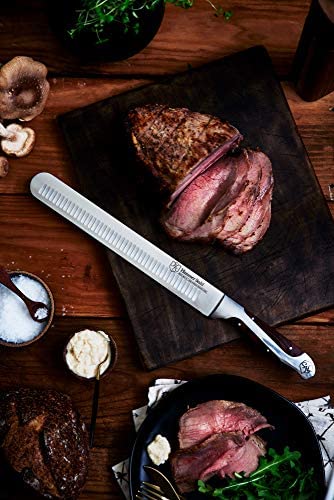 Hammer Stahl 10-Inch Carving Knife, X50CrMoV15 Forged German High Carbon Steel Meat Knife with Quad-Tang Pakkawood Handle - Perfect Brisket Slicing Knife - The Finished Room