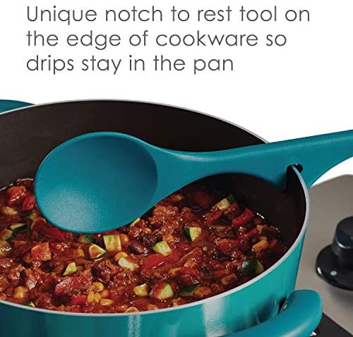 Rachael Ray Kitchen Tools and Gadgets Nonstick Utensils/Lazy Spoonula, Solid and Slotted Spoon, 3 Piece, Red - The Finished Room