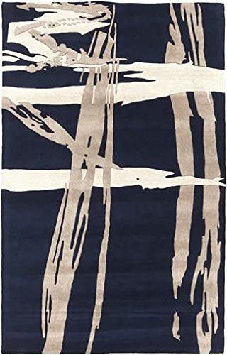 Surya Hand Tufted Modern Area Rug, 5 by 8-Feet, Navy/Ivory/Taupe - The Finished Room