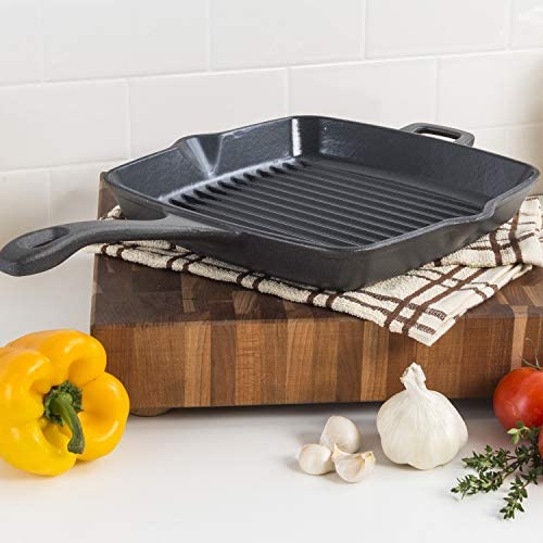 Viking Culinary Viking Enamel Cast Iron, 11 inch Square Grill Pan, , Charcoal, Small - The Finished Room