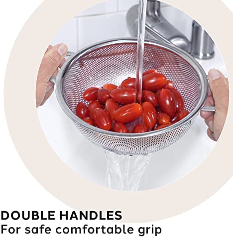 Oggi .0 Perforated 6.5-inch Stainless Steel Colander with Handles - The Finished Room