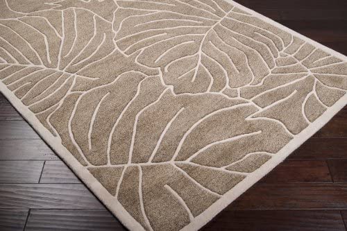 Surya Studio Contemporary Hand Tufted 100% New Zealand Wool Safari Tan 3&#39;3&quot; x 5&#39;3&quot; Graphic Novelty Area Rug - The Finished Room