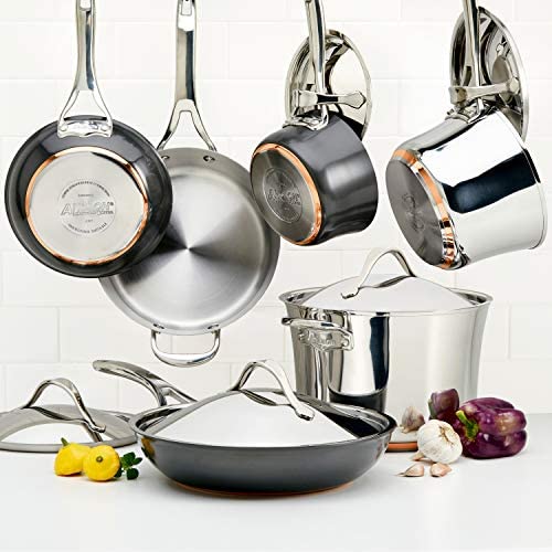 Anolon 11-Piece Steel &amp; Hard Aluminum Cookware Set, Stainless Steel and Hard Anodized - The Finished Room