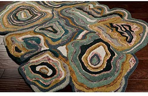 Surya Gypsy Contemporary Hand Tufted 100% Wool Khaki Green 3&#39;3&quot; x 5&#39;3&quot; Abstract Area Rug - The Finished Room