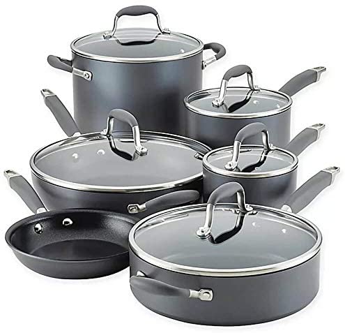 Anolon Advanced Home Hard-Anodized Aluminum 11-Piece Cookware Set (84631, Moonstone) - The Finished Room