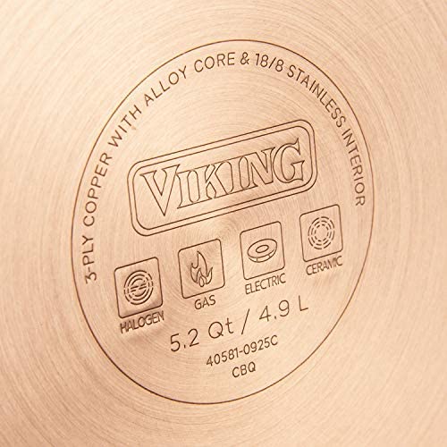 Viking Culinary 3-Ply Stainless Steel Hammered Copper Clad Cookware Set, 10 Piece - The Finished Room