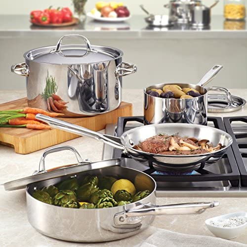 Anolon 30822 Triply Clad Stainless Steel Cookware Pots and Pans Set, 12 Piece - The Finished Room