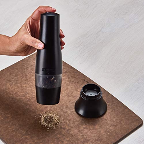 Kyocera Advanced Salt &amp; pepper Mill, Fast and Quiet, Battery Operated, Adjustable Coarseness, Ceramic Burr Grinder, One Size, Black - The Finished Room