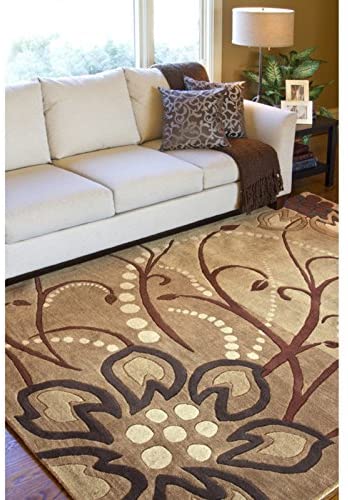 Surya Athena Area Rug ATH-5006 Tan Circles Flowers 8&#39; x 10&#39; Oval - The Finished Room