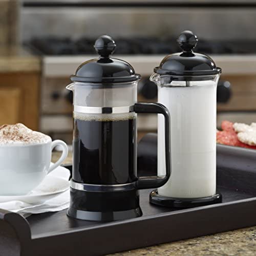 BonJour 3-Cup/12.7-Oz. La Petite Frother Set Borosilicate Glass French Press, 12.7 oz, Black - The Finished Room