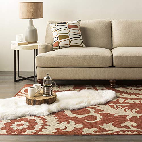 Alysia Gray and beige Indoor / Outdoor Area Rug 5&#39;3&quot; x 7&#39;6&quot; - The Finished Room