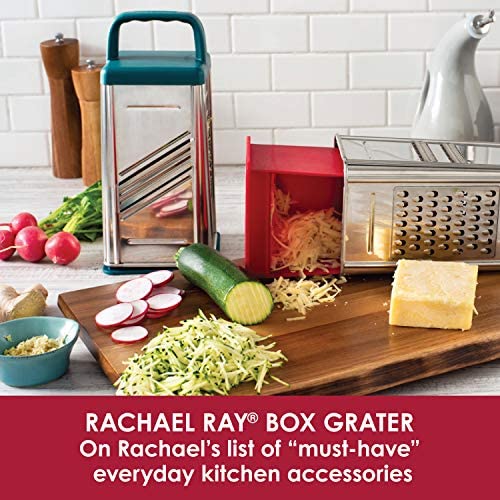 Rachael Ray Tools and Gadgets Stainless Steel Box Grater for Vegetables, Chocolate, Hard Cheeses, and more, Teal Blue - The Finished Room