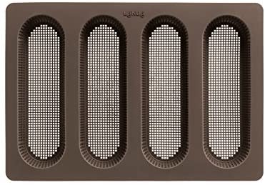 Lekue 4 Cavity Micro Perforated Mini Baguette Baking Pan, Brown - The Finished Room