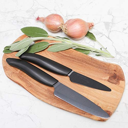 Kyocera FK-3PC BK 3Piece Advanced ceramic Revolution Series Knife Set, Blade Sizes: 5.5&quot;, 4.5&quot;, 3&quot;, Black - The Finished Room
