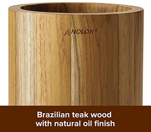 Anolon Teakwood and Marble Cooking Utensils Kitchen Tool Crock, 5.5 Inch, Brown - The Finished Room