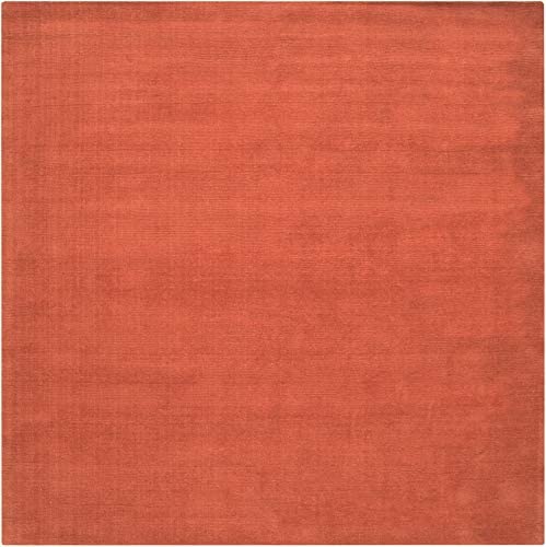 Surya M332-99SQ Mystique 10' Square Wool Hand Loomed Solid Area Rug, Orange - The Finished Room