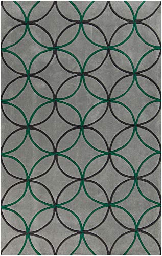 Surya Cosmopolitan COS-9196 Hand Tufted 100% Polyester Geometric Area Rug - Color (Pantone TPX): Emerald/Kelly Green(18-5338),Light Gray(15-4101),Charcoal(18-0000) (9&#39; x 13&#39;) - The Finished R