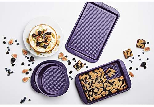 Farberware Nonstick Bakeware Set with Nonstick Cookie Sheet/Baking Sheet, Baking Pan and Cake Pans - 4 Piece, Purple - The Finished Room