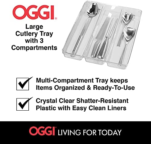 Oggi Utensil Organizer, 3-Compartment, Clear - The Finished Room