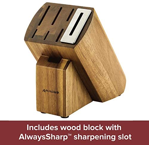 Anolon AlwaysSharp Japanese Steel Knife Block Set with Built-In Sharpener, 8 Piece - The Finished Room