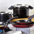 Farberware Neat Nest Space Saving Aluminum Nonstick Cookware Set (Black) - The Finished Room