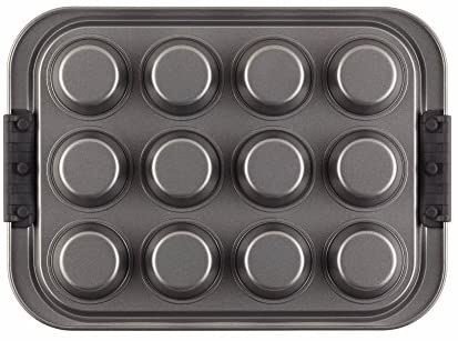 Anolon Advanced Nonstick Bakeware Set includes Nonstick Baking Pan with Lid and Muffin/Cupcake Pan - 3 Piece, Gray - The Finished Room