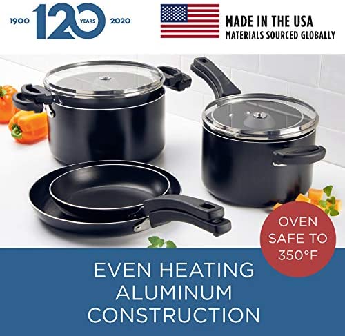 Farberware Neat Nest Space Saving Nonstick Cookware Pots and Pans Set/Dishwasher Safe, Made in The USA, 10 Piece, Black - The Finished Room