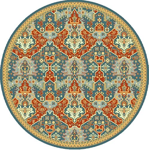 Surya Traditional Round Area Rug 8&#39; Teal Antolya Collection - The Finished Room