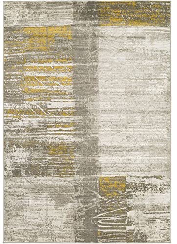 Albertha Mustard, Dark Brown and Light Gray. Modern Area Rug 2&#39;2&quot; x 3&#39; - The Finished Room