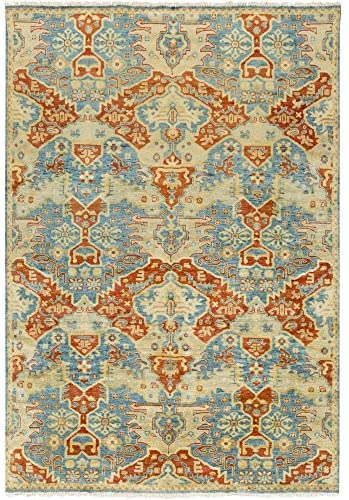 Surya Hand Knotted Casual Area Rug, 9-Feet by 13-Feet, Teal/Rust/Gold/Olive/Lime - The Finished Room