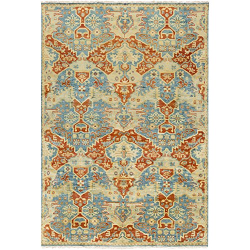 Surya Hand Knotted Casual Area Rug, 8-Feet, Teal/Rust/Gold/Olive/Lime - The Finished Room