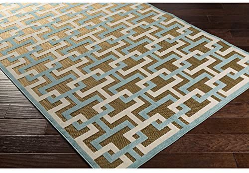 Whitaker Beige and Blue Indoor / Outdoor Area Rug 8&#39;8&quot; x 12&#39; - The Finished Room