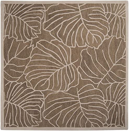 Surya Studio Contemporary Hand Tufted 100% New Zealand Wool Safari Tan 8&#39; Square Graphic Novelty Area Rug - The Finished Room