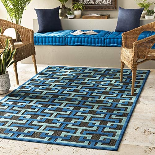Whitaker Portera black Indoor / Outdoor Area Rug 8&#39;8&quot; x 12&#39; - The Finished Room